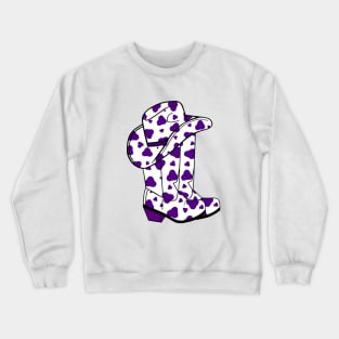 PURPLE Cow Spots Cowboy Hat And Boots Crewneck Sweatshirt